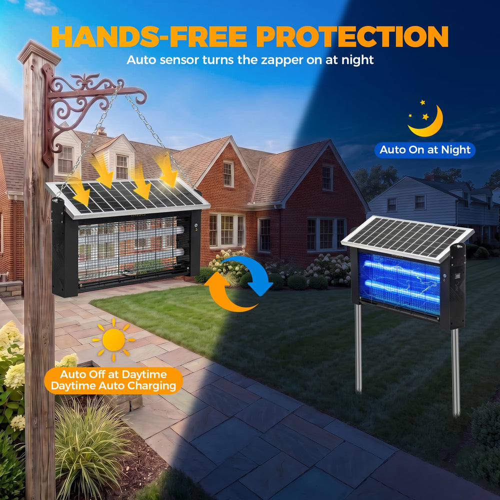 LANGY 20W Solar Bug Zapper showing waterproof design