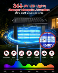 LANGY Solar Bug Zapper Outdoor side view showing 4500V grid