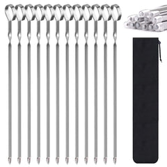 LANNEY 12-inch metal kebab skewers front view