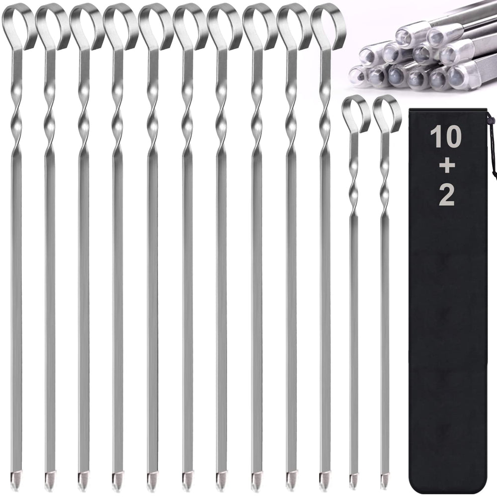 LANNEY 17-inch stainless steel kabob skewers front view