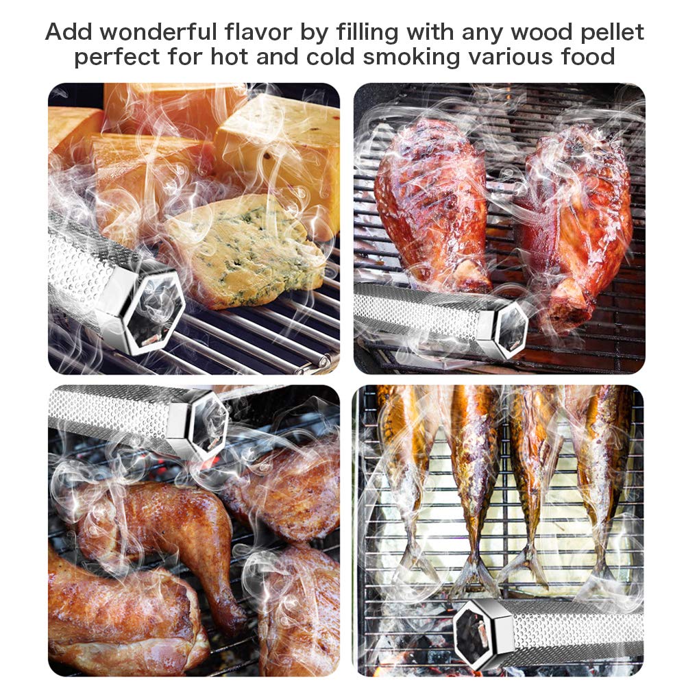 LANNEY smoke tube in use on a barbecue grill