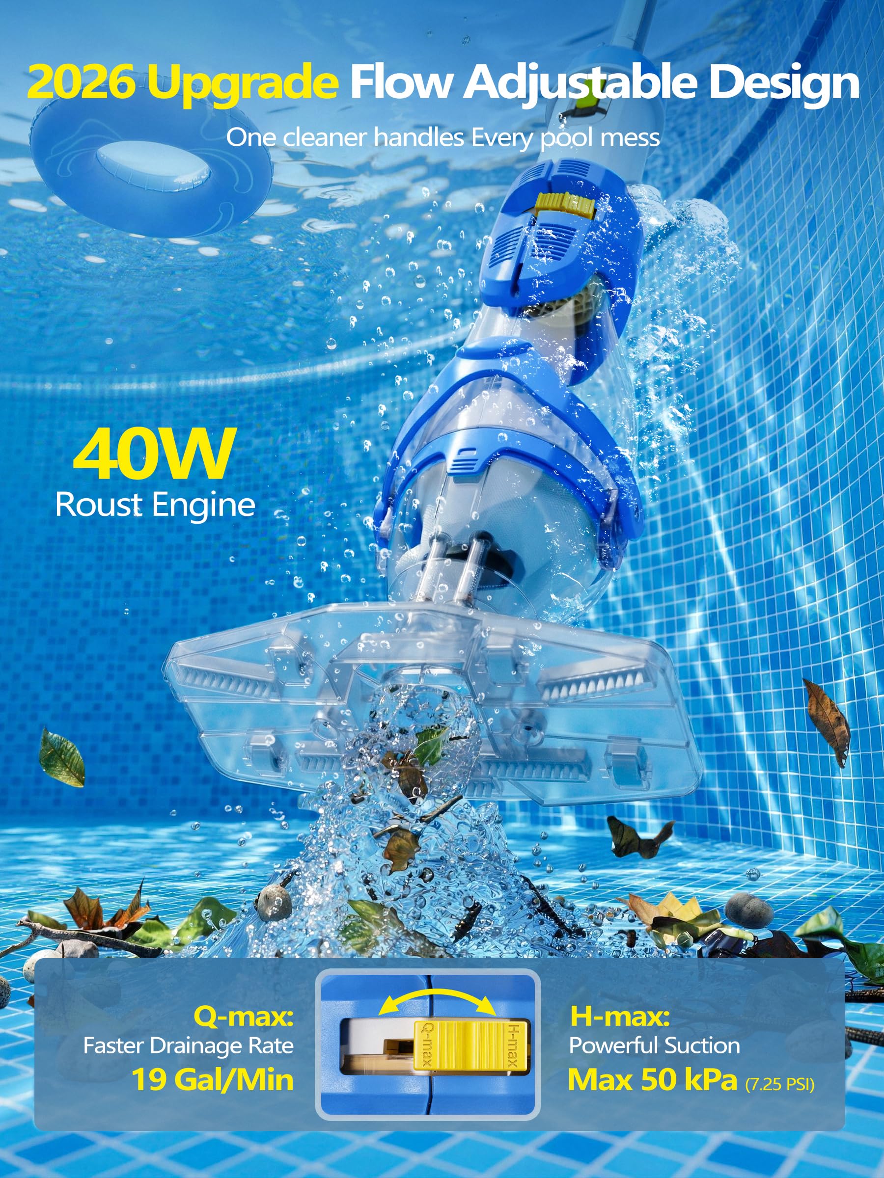 LanOcean Cordless Pool Vacuum with adjustable flow settings