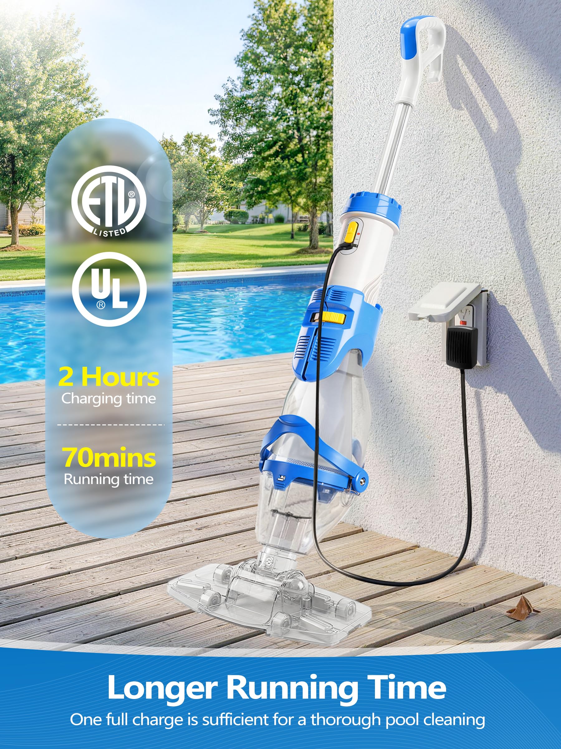 LanOcean Cordless Pool Vacuum with rechargeable battery