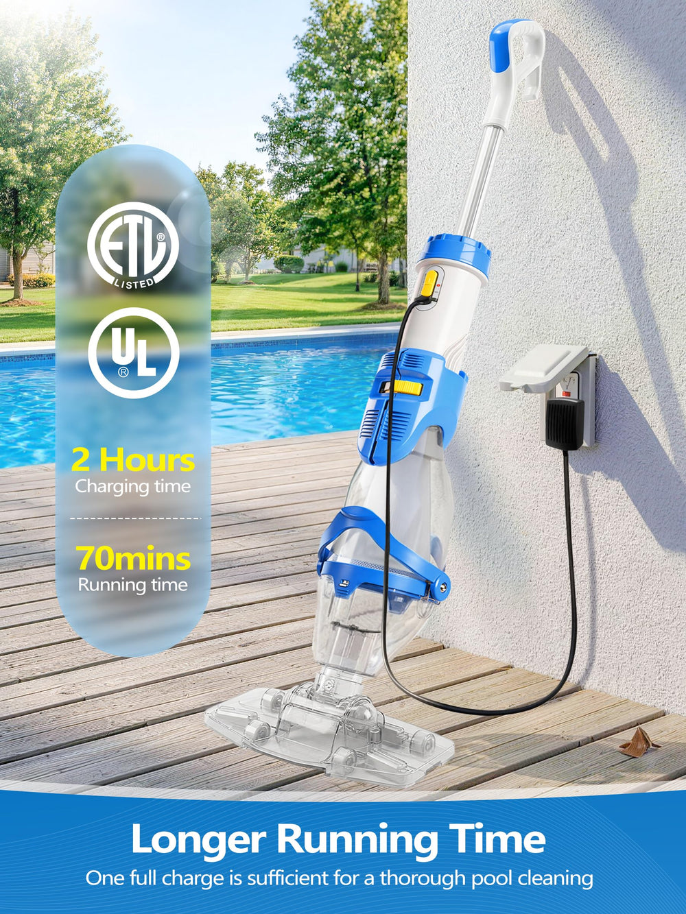 LanOcean Cordless Pool Vacuum with rechargeable battery