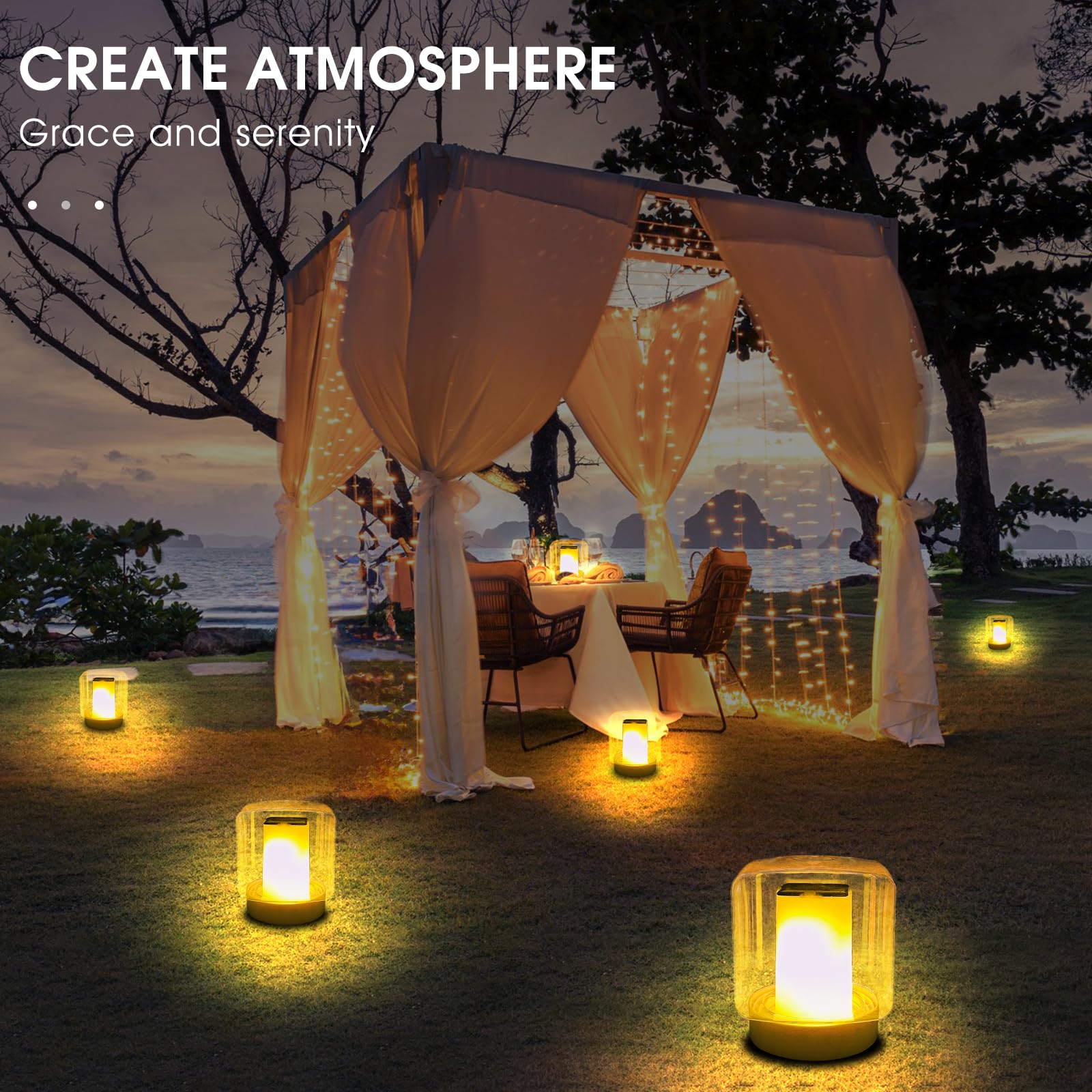 LanPool Floating Solar Lights in a garden setting