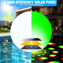 LanPool solar floating pool light illuminating water surface