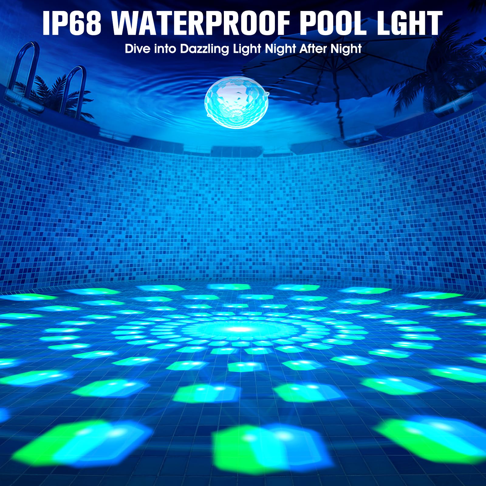LanPool Solar Floating Pool Light with tethering rope