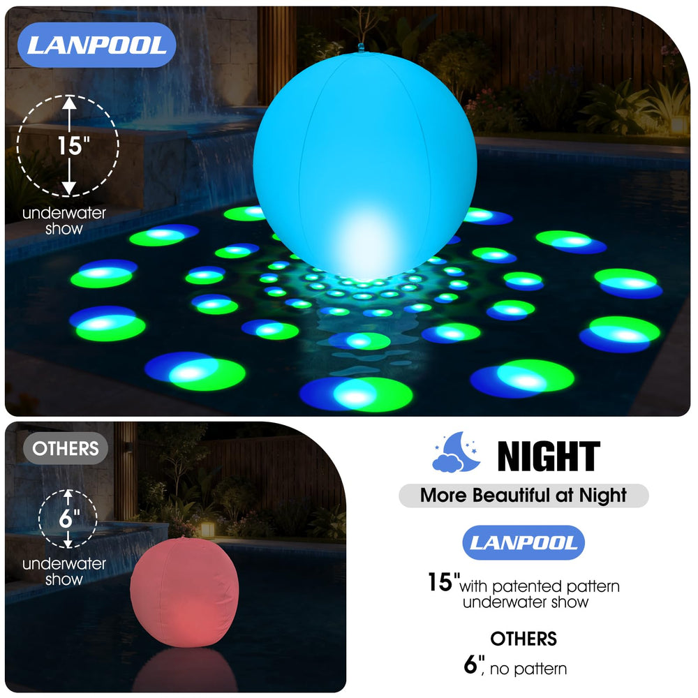 LanPool solar pool lights cycling through colors