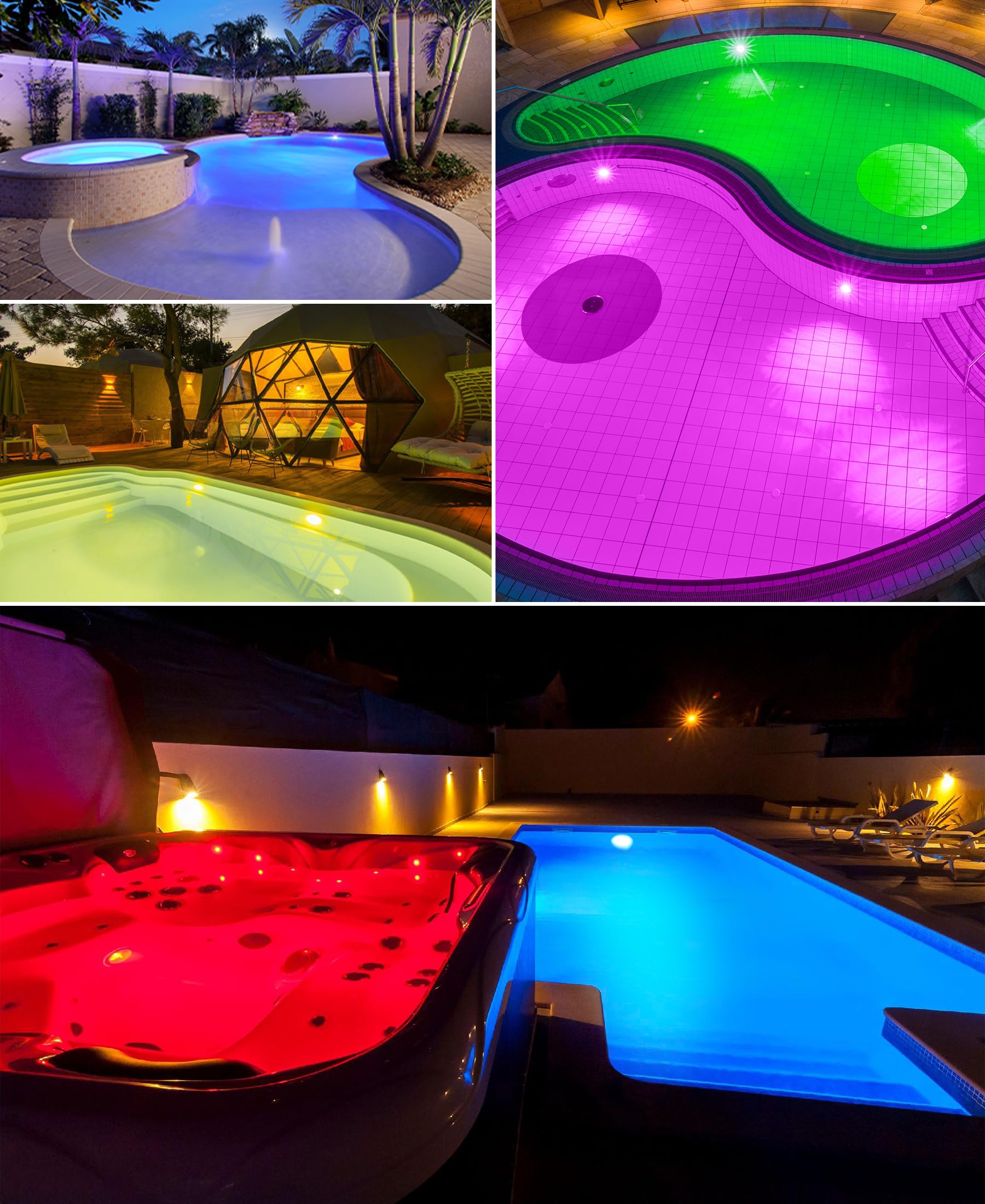 LanPool Underwater Pool Light shown in decorative use in a flower pot