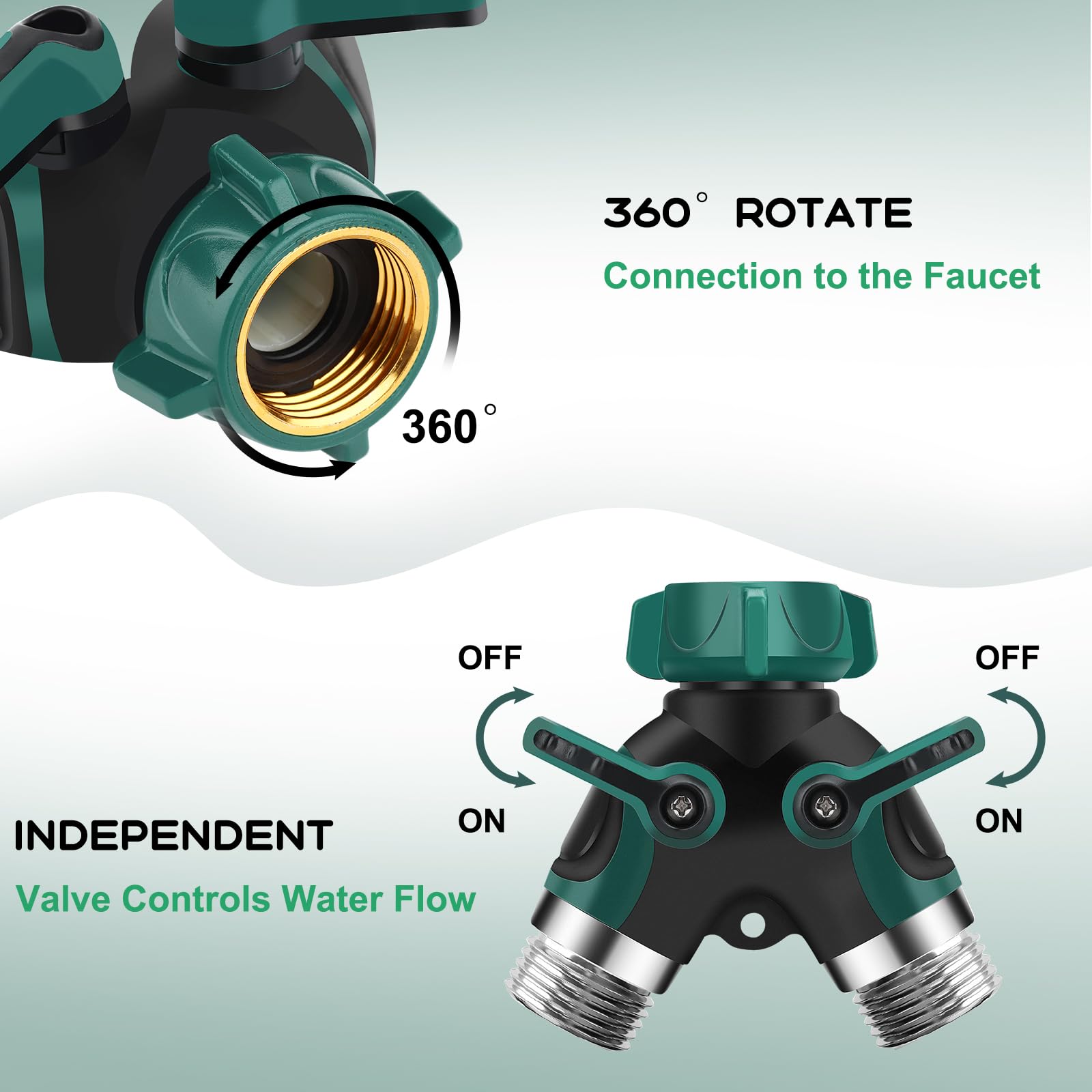 LANPOWAE hose splitter connected to a garden faucet