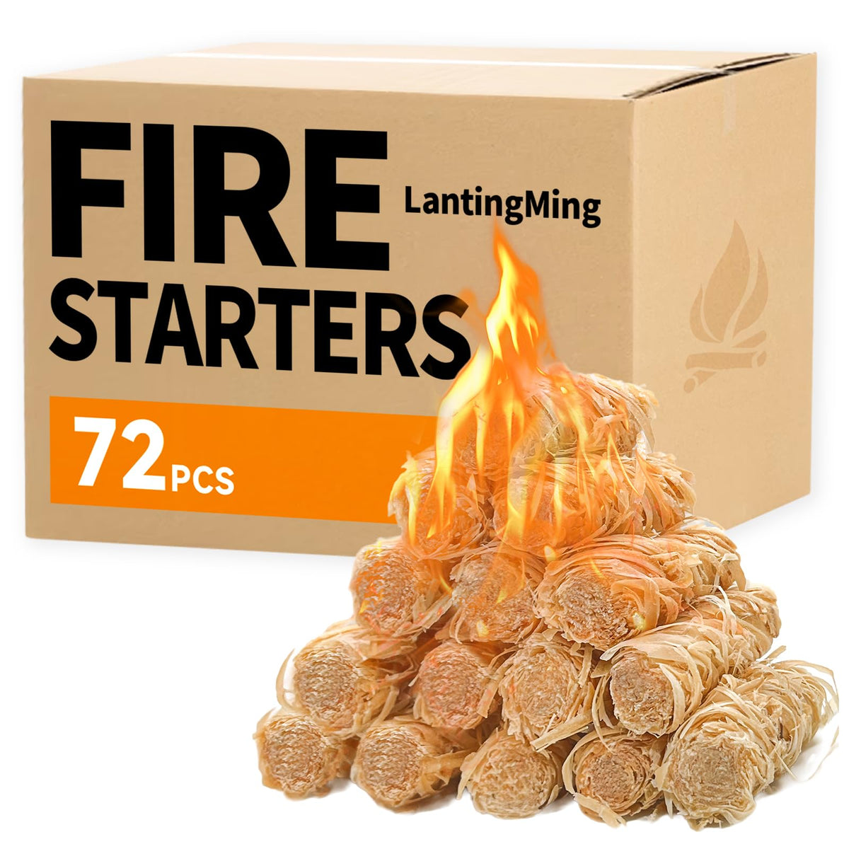 LantingMing Fire Starters 72 Pieces natural wood sticks