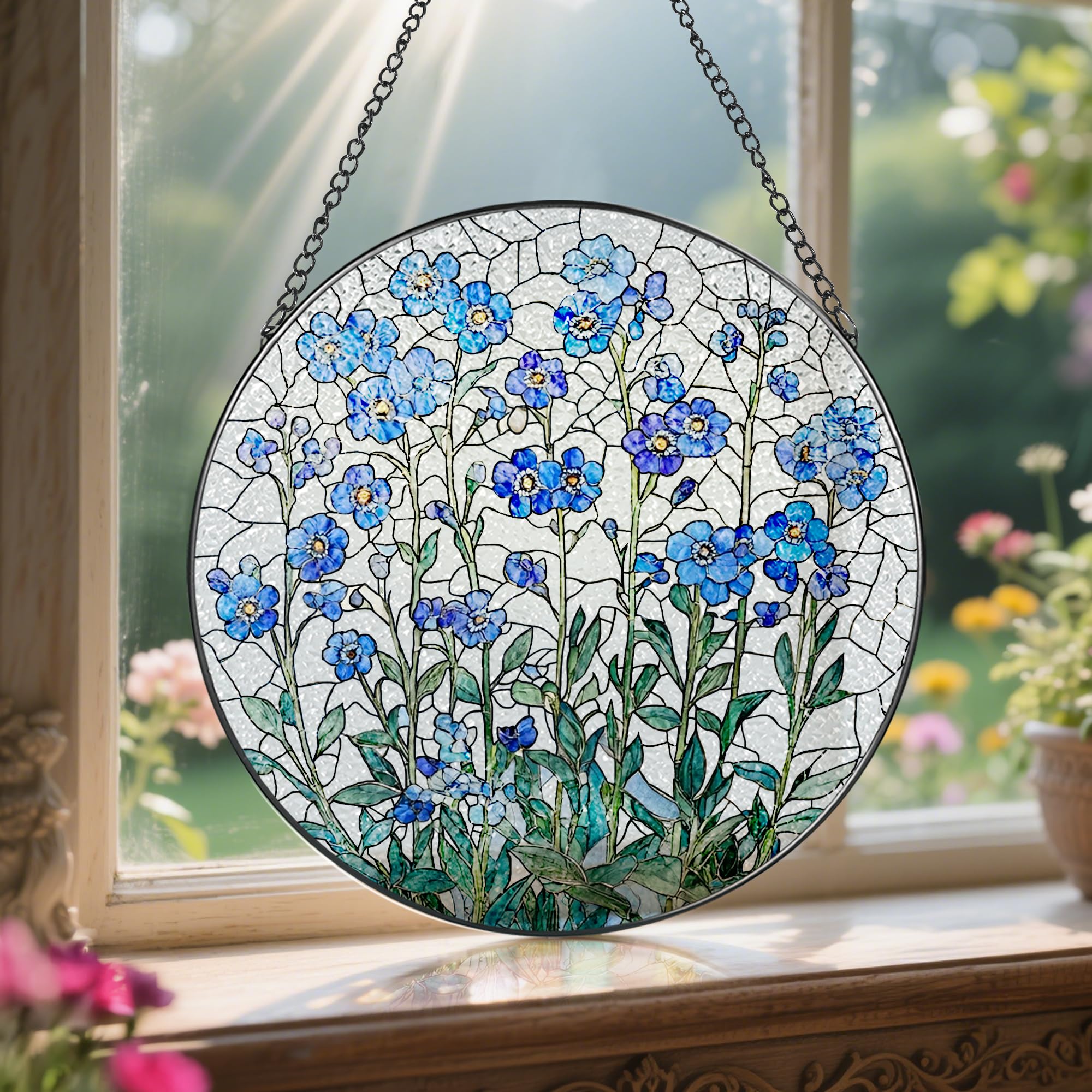 LAOWEIKI 8 Inch suncatcher with black metal frame