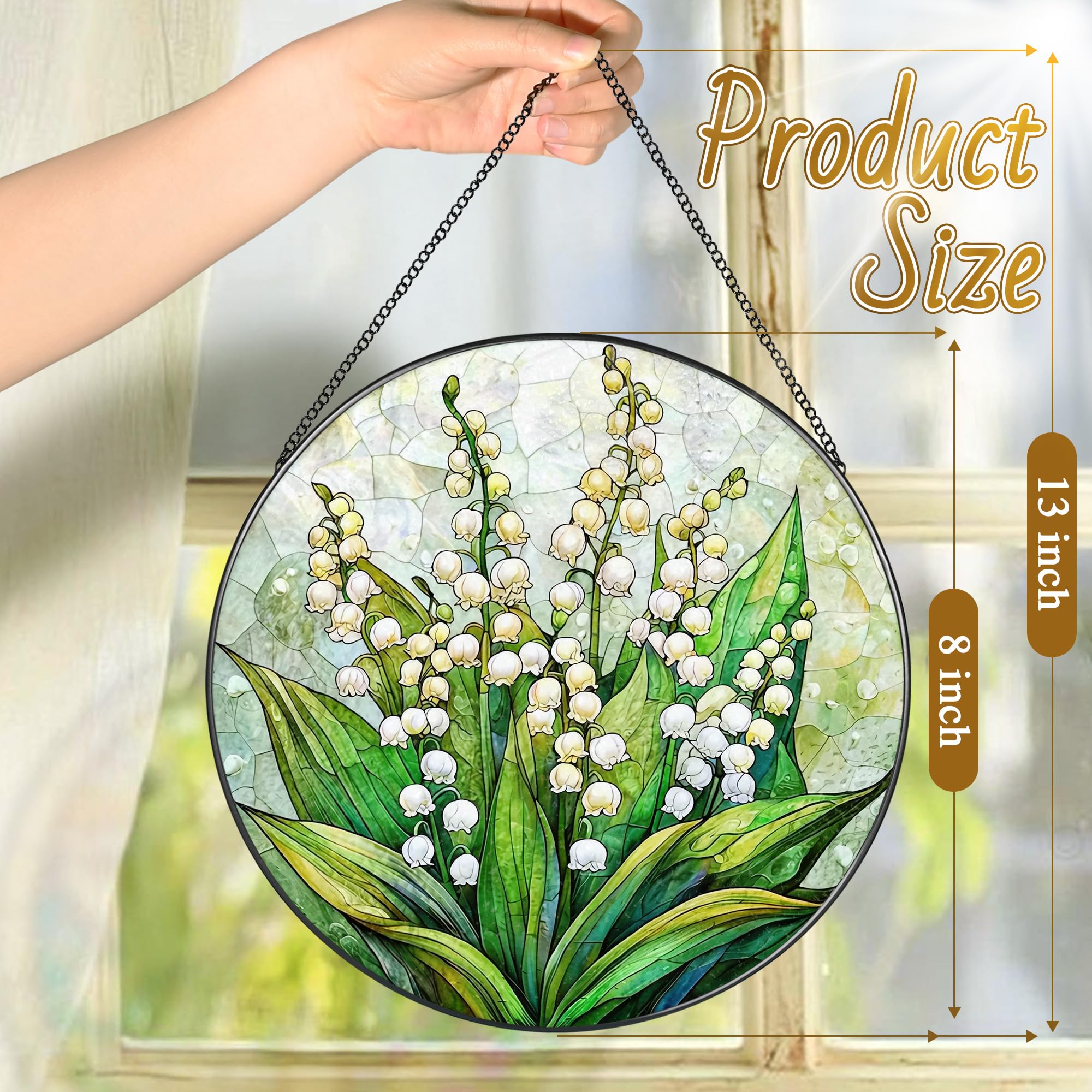 LAOWEIKI Lily of the Valley sun catcher hanging in window