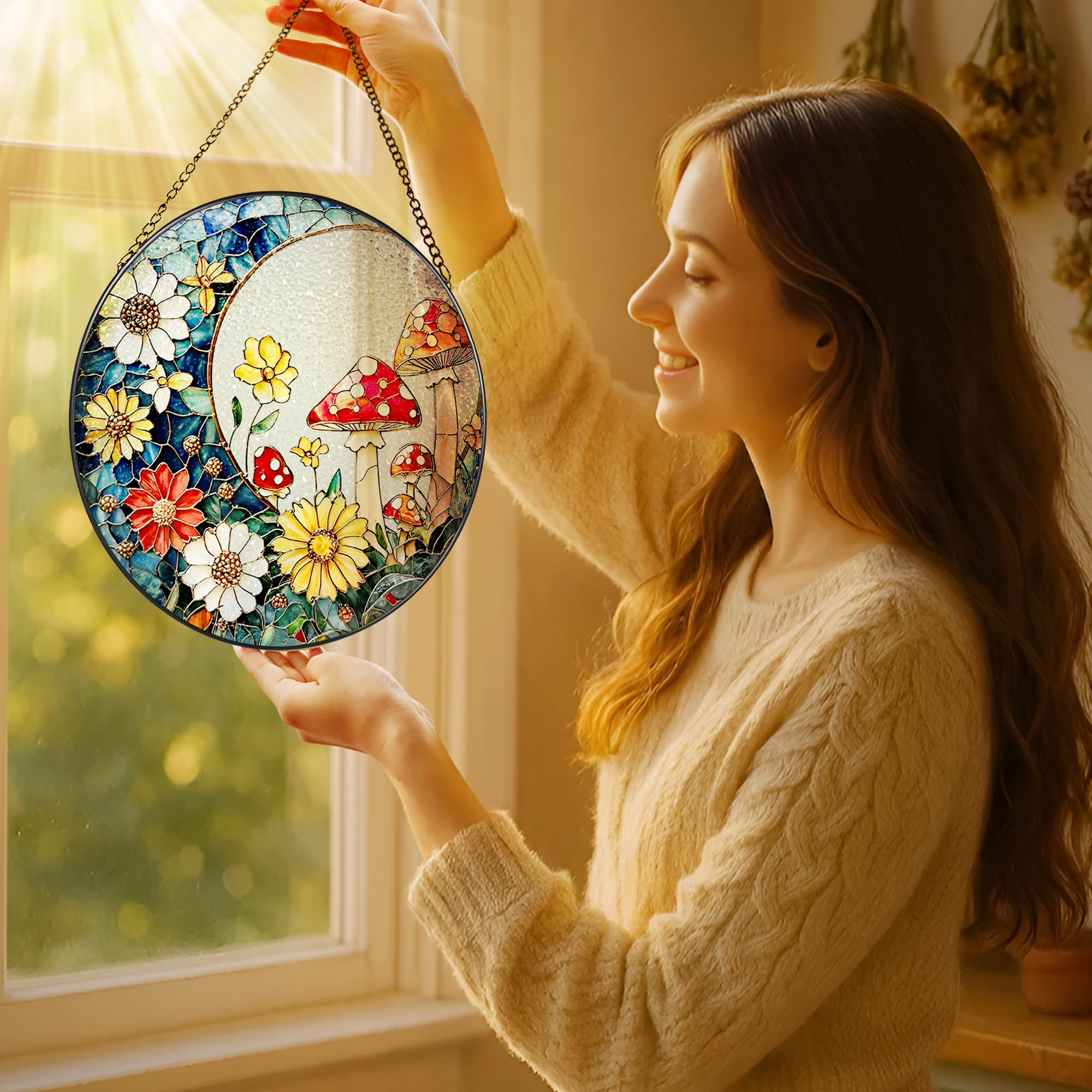 LAOWEIKI Stained Glass Suncatcher with vibrant colors