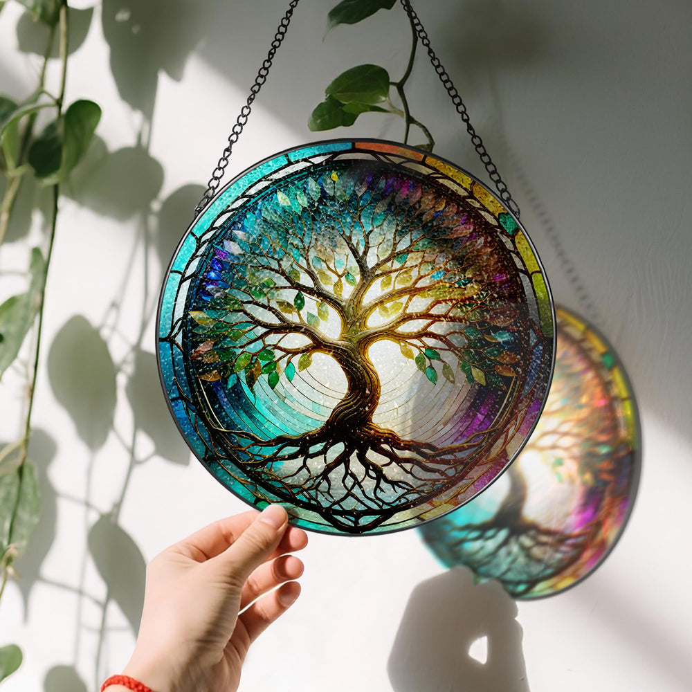 LAOWEIKI suncatcher hanging in a bright window