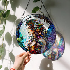 LAOWEIKI suncatcher in bright sunlight casting colourful reflections