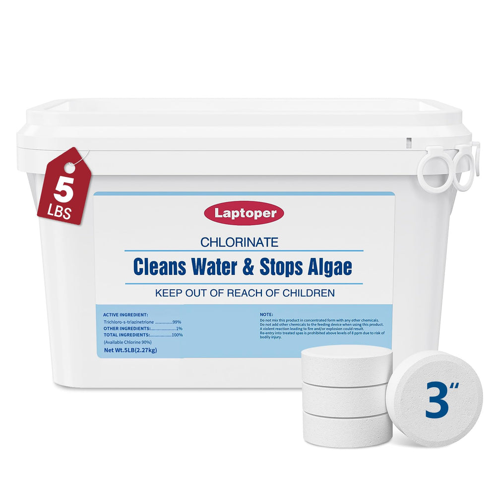 Laptoper 3 Inch Chlorine Tablets front view with packaging