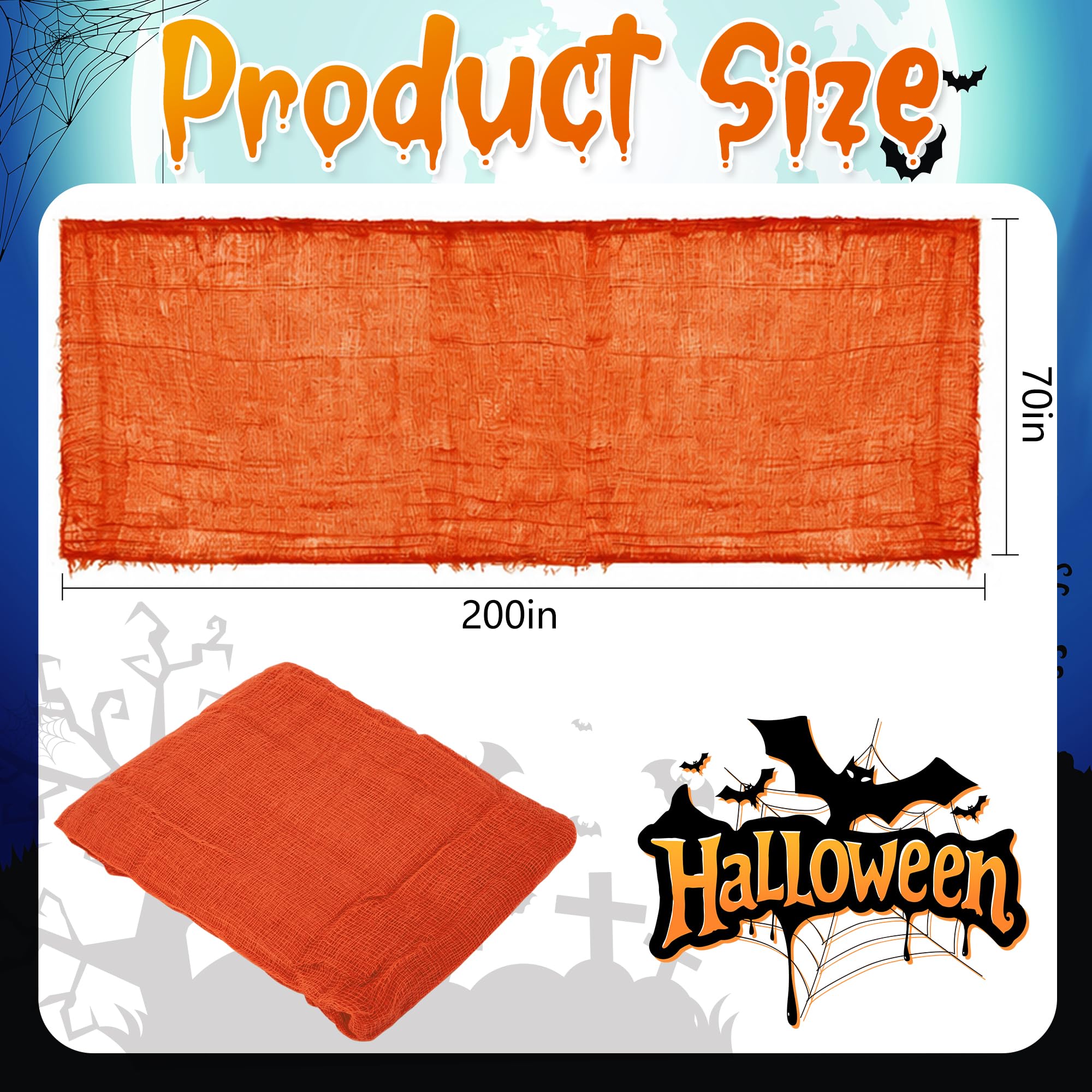 Large orange gauze draped over furniture for Halloween decoration