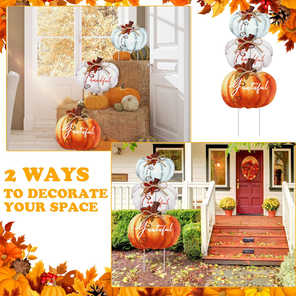 Large pumpkin yard stake by Geetery in outdoor garden