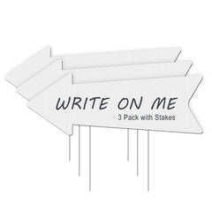 LARREEDE Blank Arrow Signs 3-Pack with durable stakes
