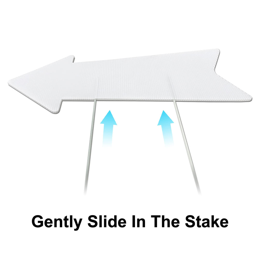 LARREEDE Blank Arrow Signs displayed at an outdoor wedding