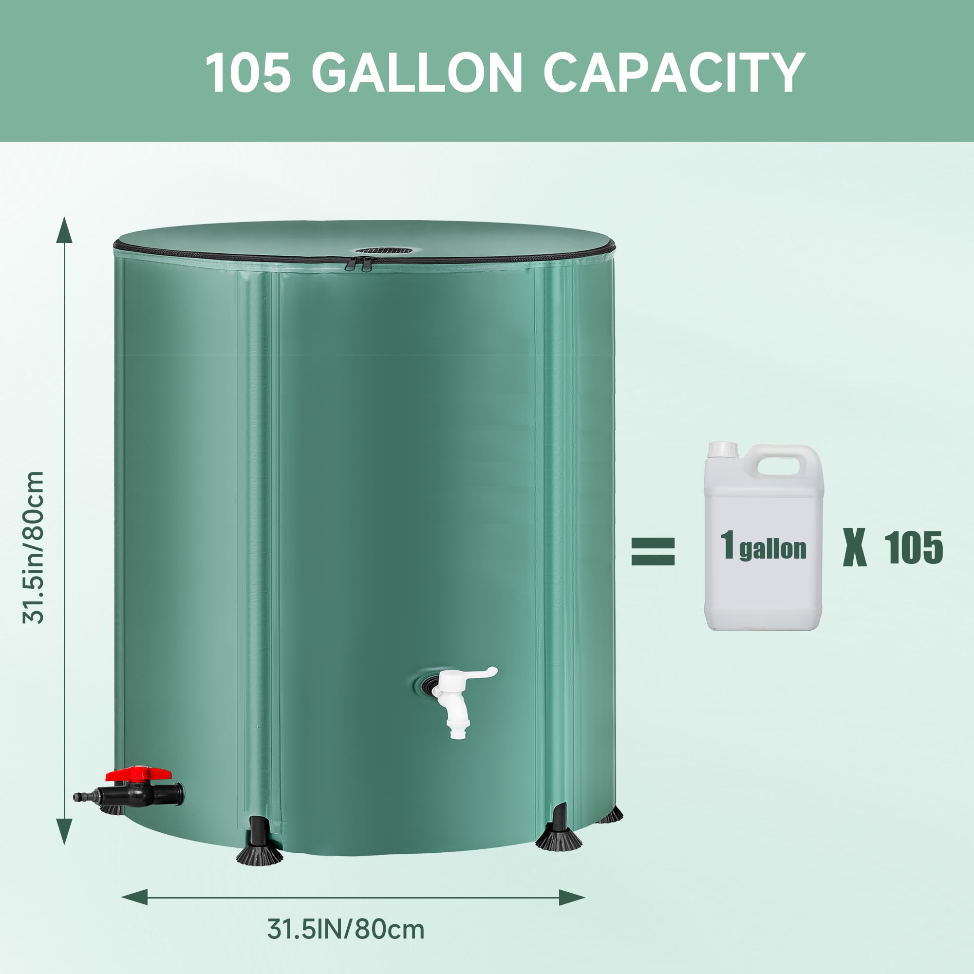 Laspeiraux rain barrel showing circular footpads