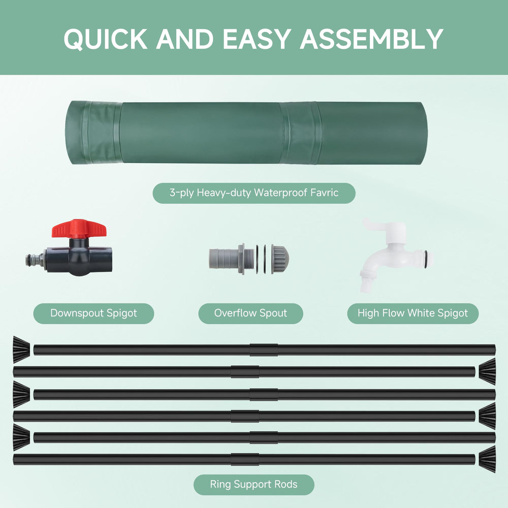 Laspeiraux rain barrel with circular footpads for stability