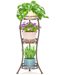 LASZOLA 3-Tier Metal Corner Plant Stand in Classic Bronze