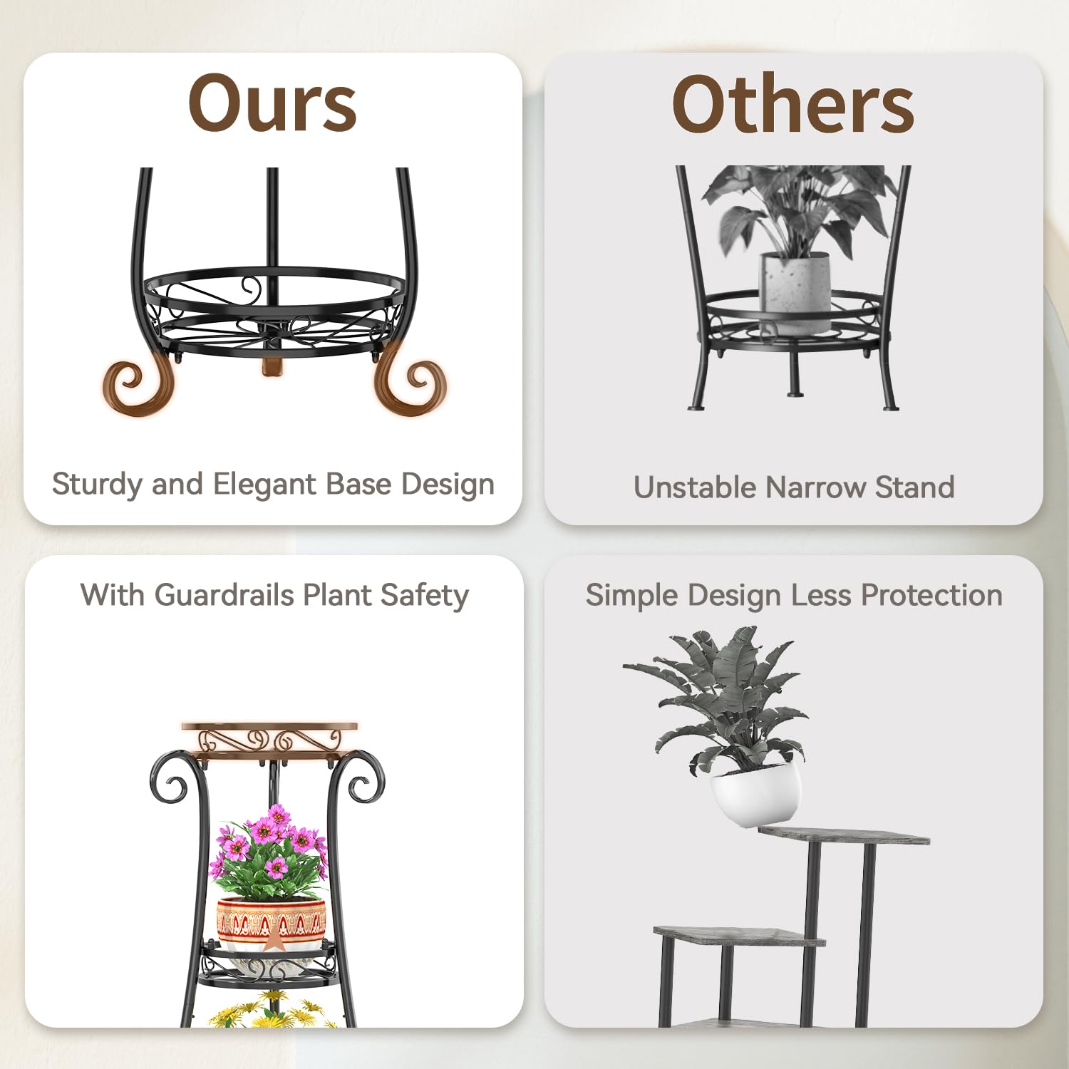 LASZOLA 3-Tier Plant Stand with plants displayed on it