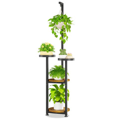 LASZOLA 4 Tier Hanging Plant Stand Black front view