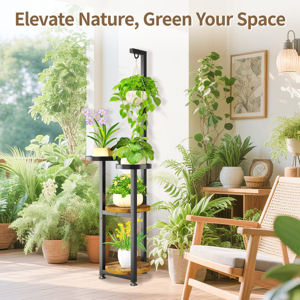 LASZOLA 4 Tier Hanging Plant Stand in an outdoor setting