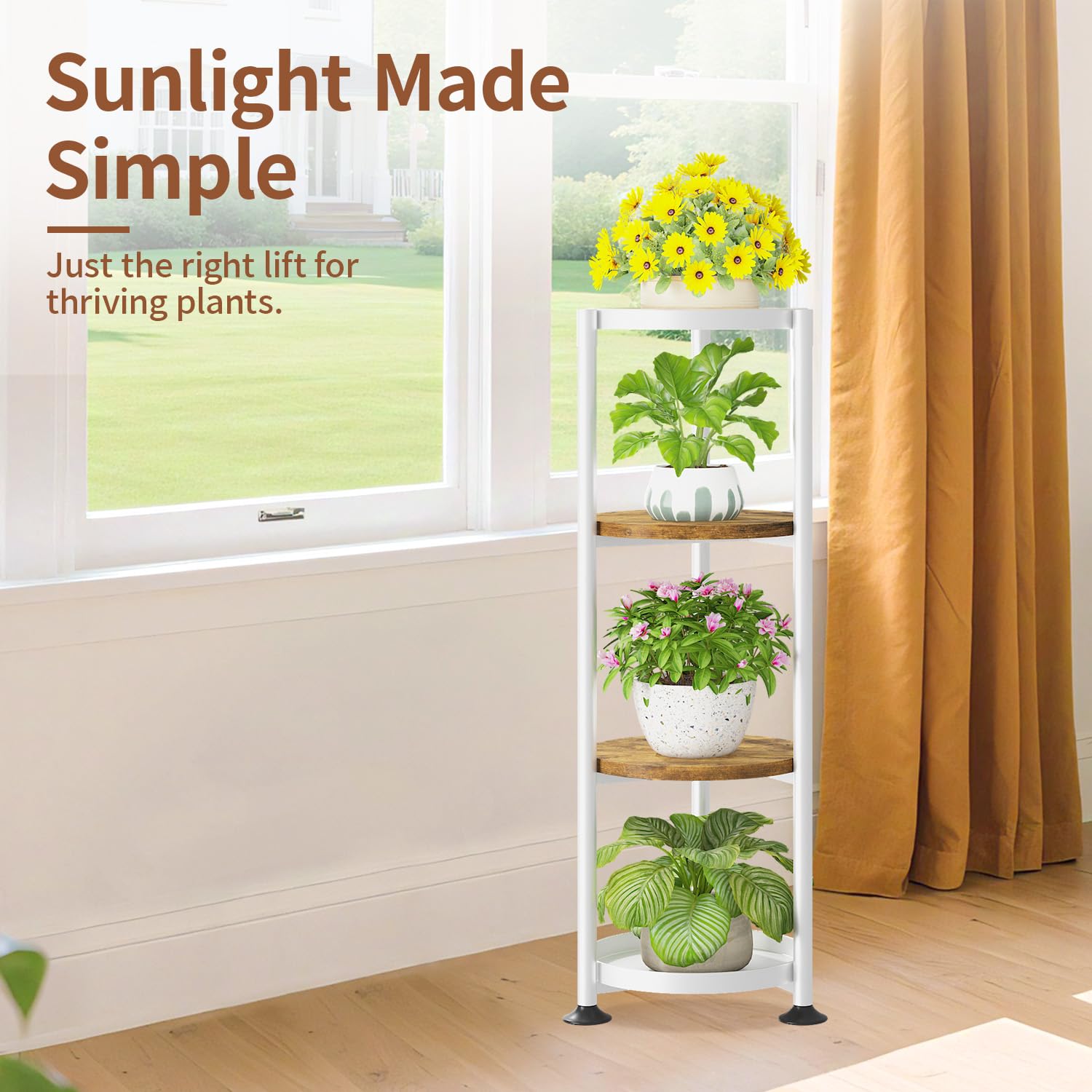 LASZOLA 4 Tier Plant Stand assembled with plants