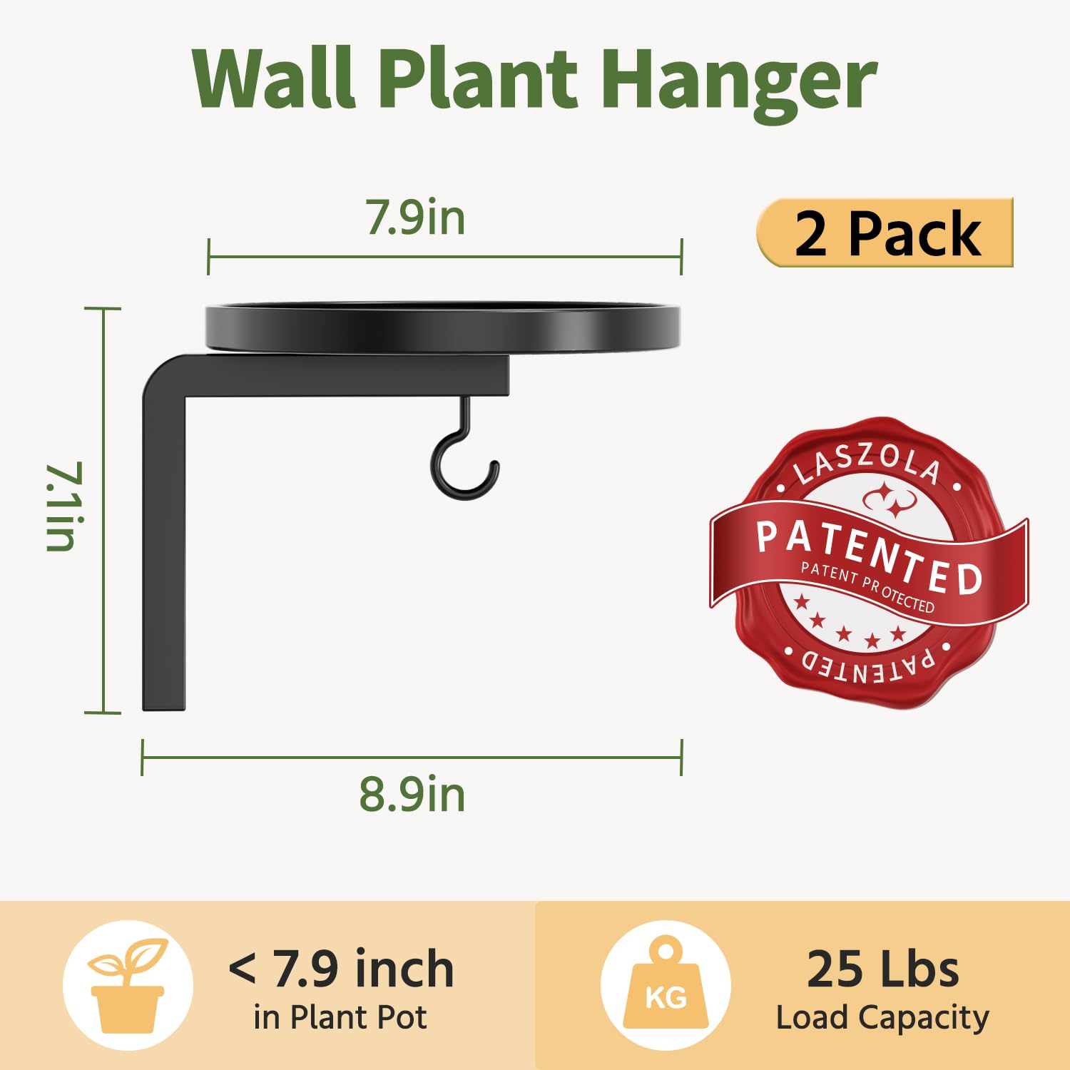 LASZOLA Plant Hanger showing installation instructions and screws