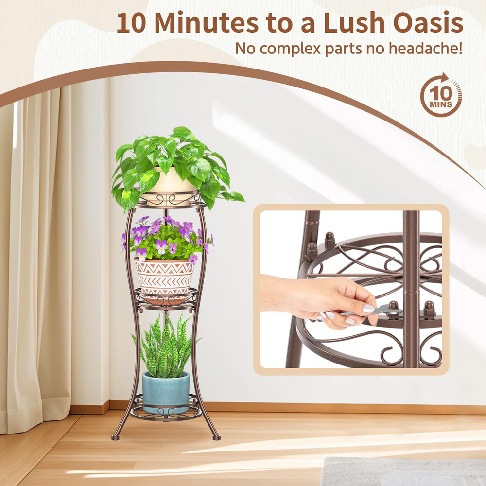 LASZOLA Plant Stand holding a variety of indoor plants