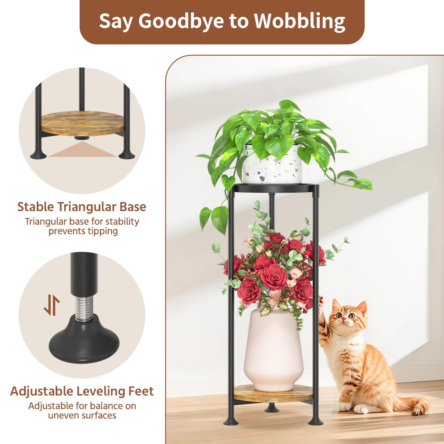 LASZOLA plant stand showing raised edge to prevent spills