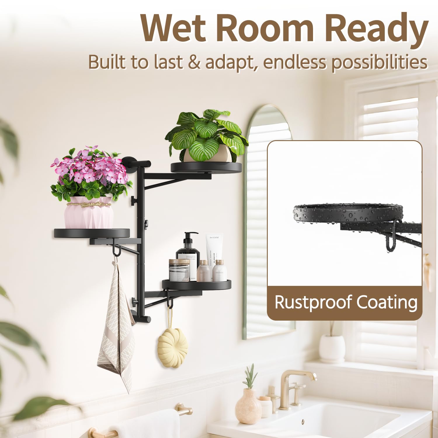 LASZOLA Rotating Plant Hanger in a cozy living room setting