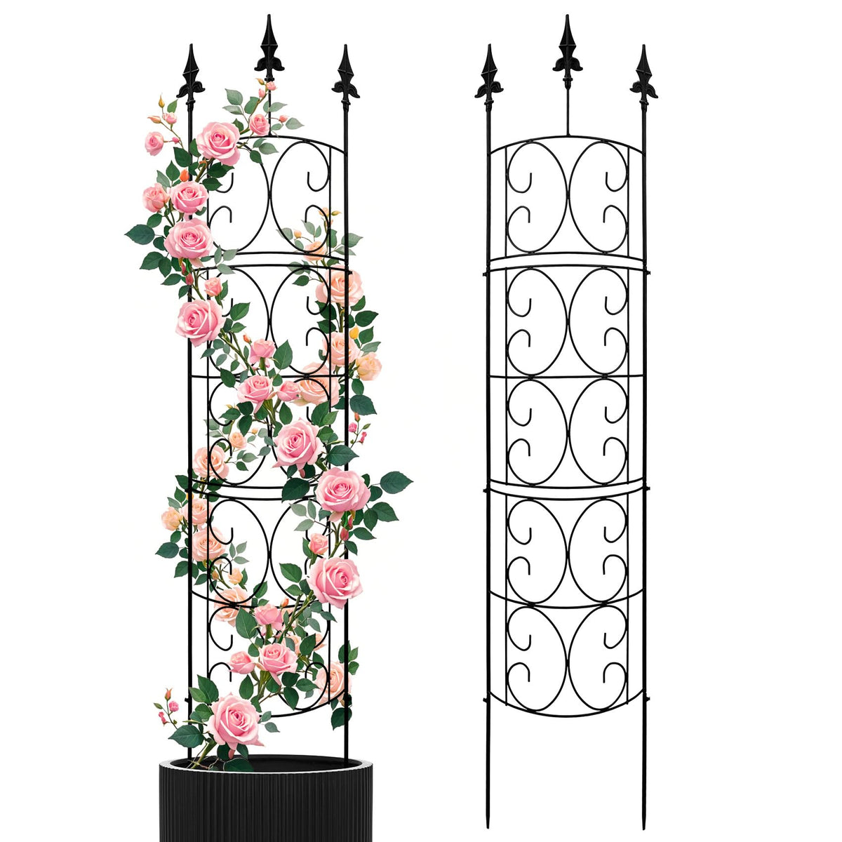 LATIHUUM Garden Trellis 56.7 inches high, black metal front view