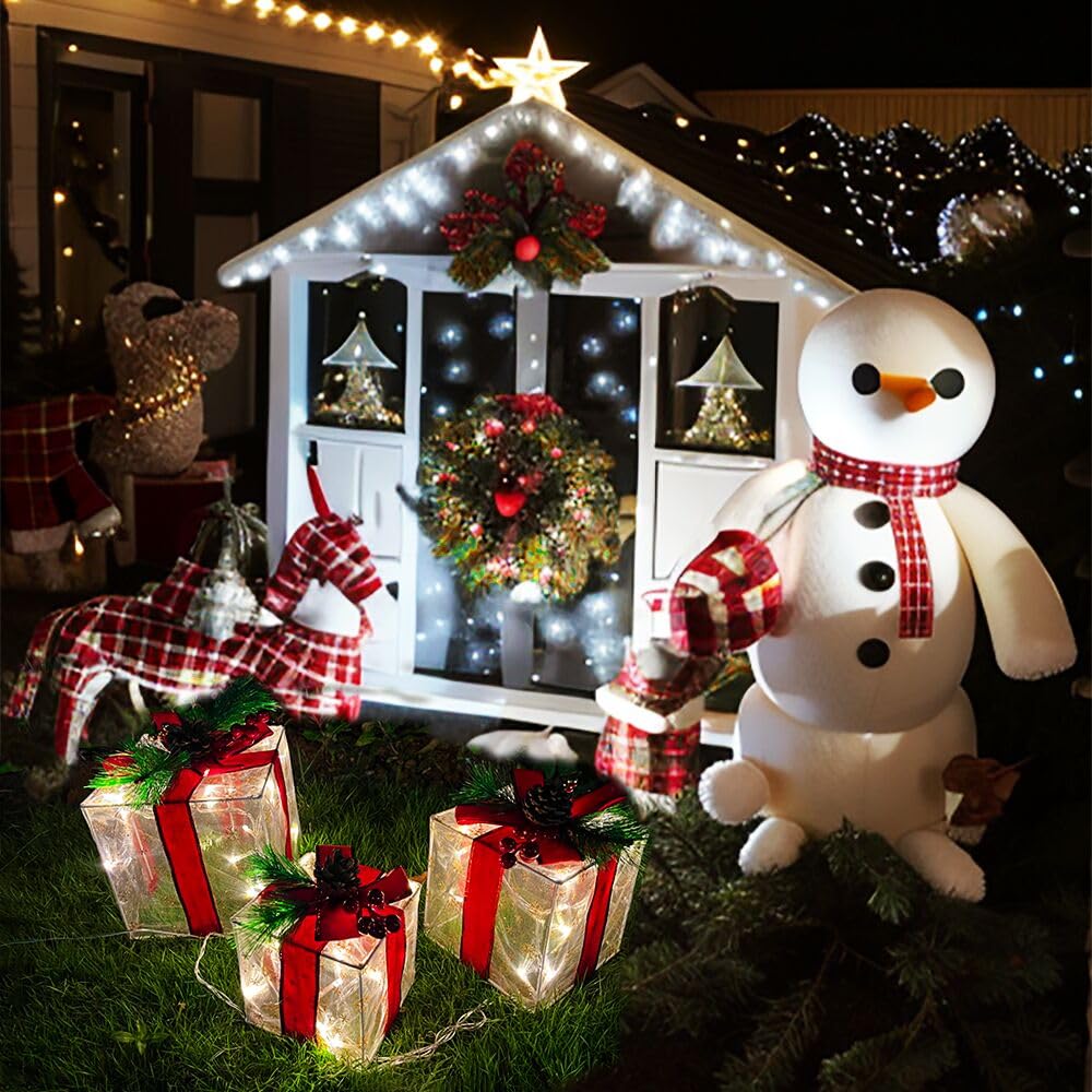Lauzior Christmas decorations in outdoor setting with snowflakes