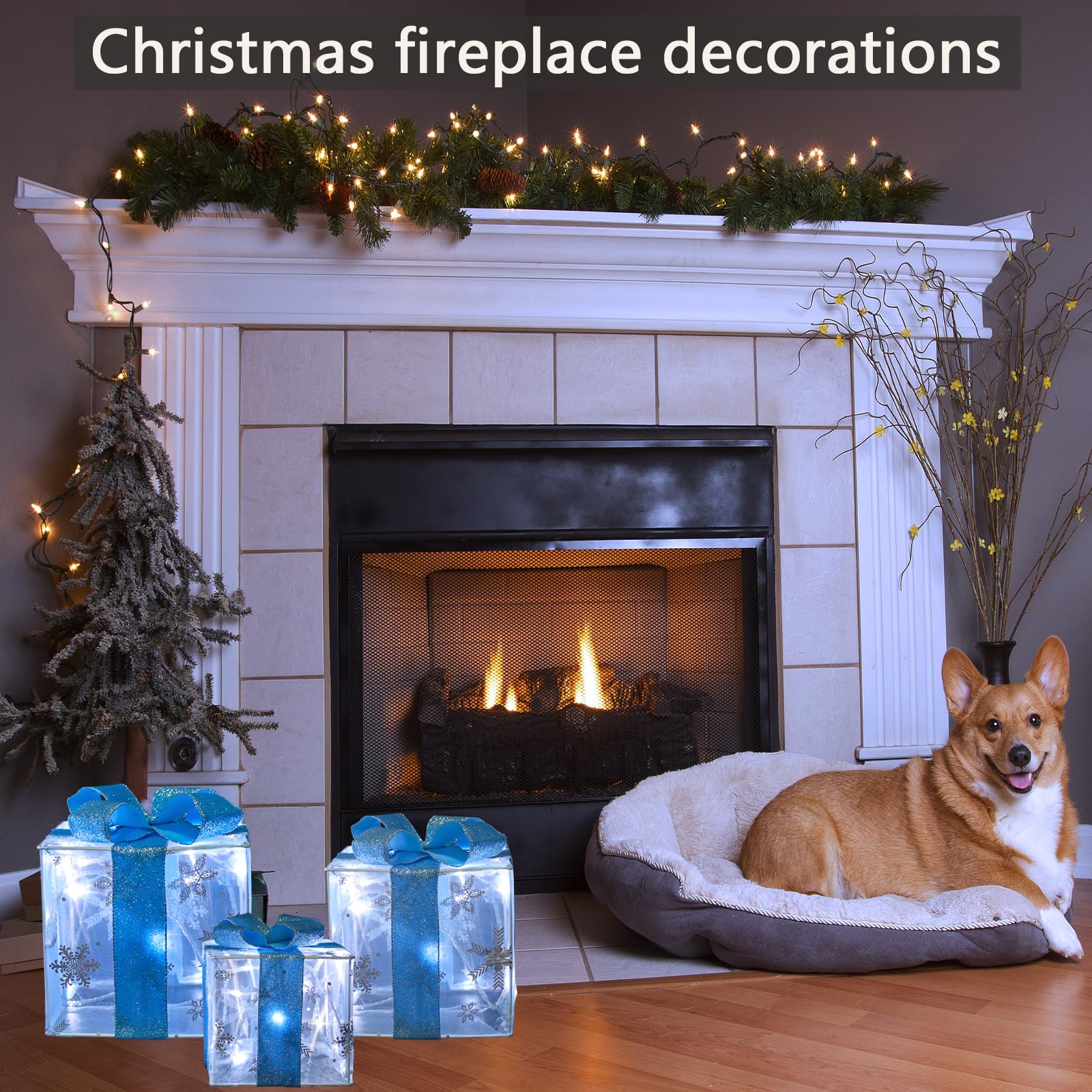 Lauzior Christmas Lighted Gift Boxes illuminated at night