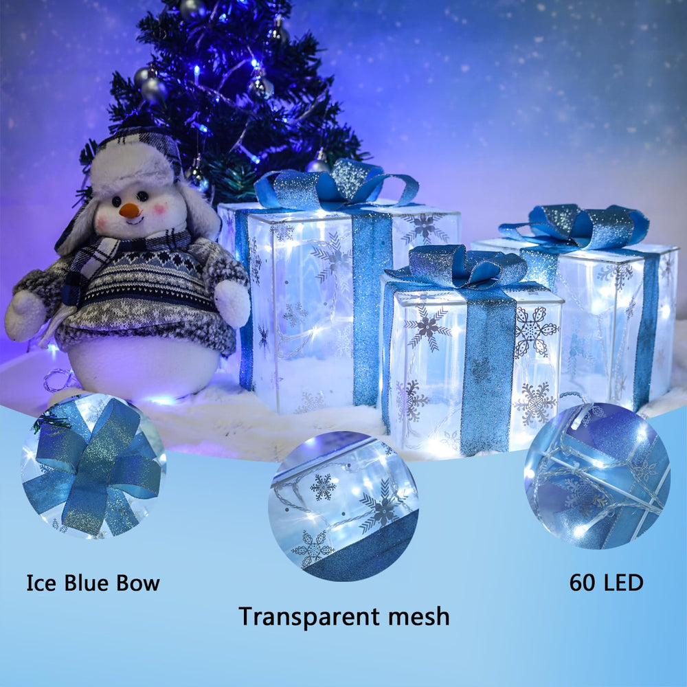 Lauzior Christmas Lighted Gift Boxes in outdoor setting