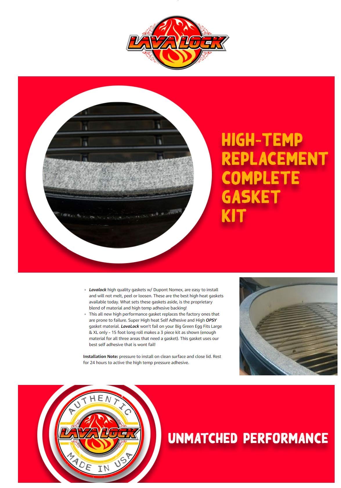 LavaLock High-Temp Gasket Kit features highlighted on product box