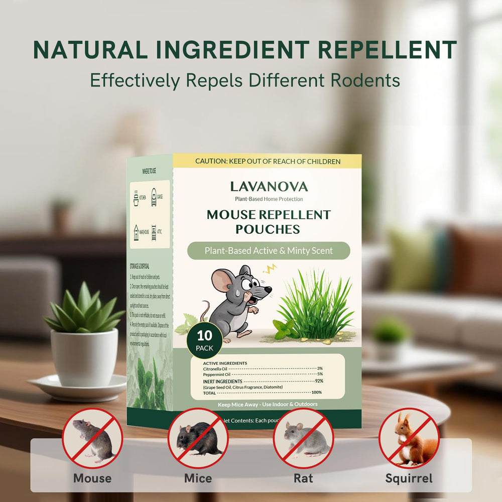 LAVANOVA Mouse Repellent Pouches in a kitchen setting