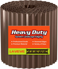 LAVEVE Corrugated Metal Garden Edging 6" x 20ft coffee colour front view