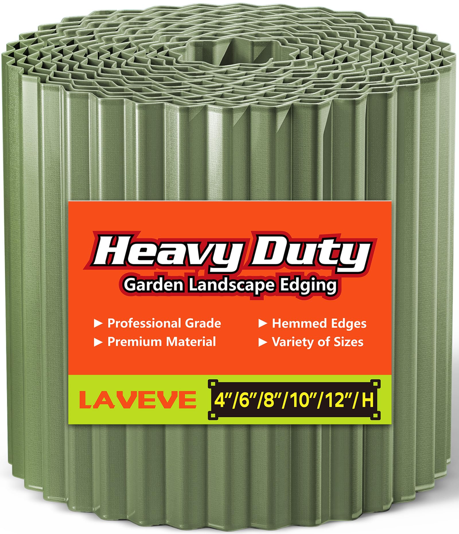 LAVEVE Corrugated Metal Garden Edging 6" x 20ft mint green front view