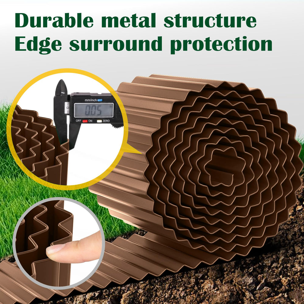 LAVEVE Corrugated Metal Garden Edging showing hemmed edges