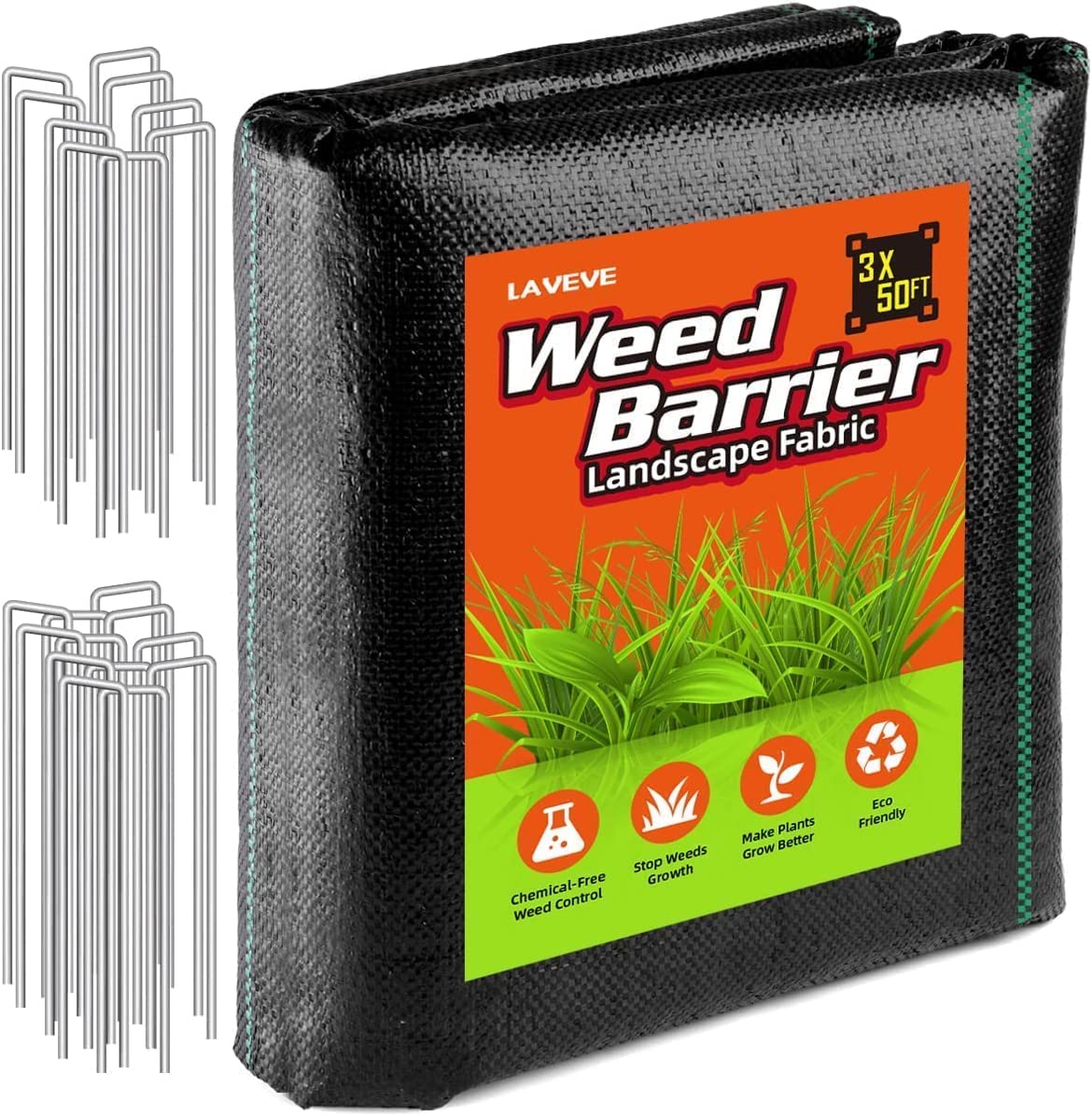 LAVEVE Weed Barrier Fabric black 3FT x 50FT front view