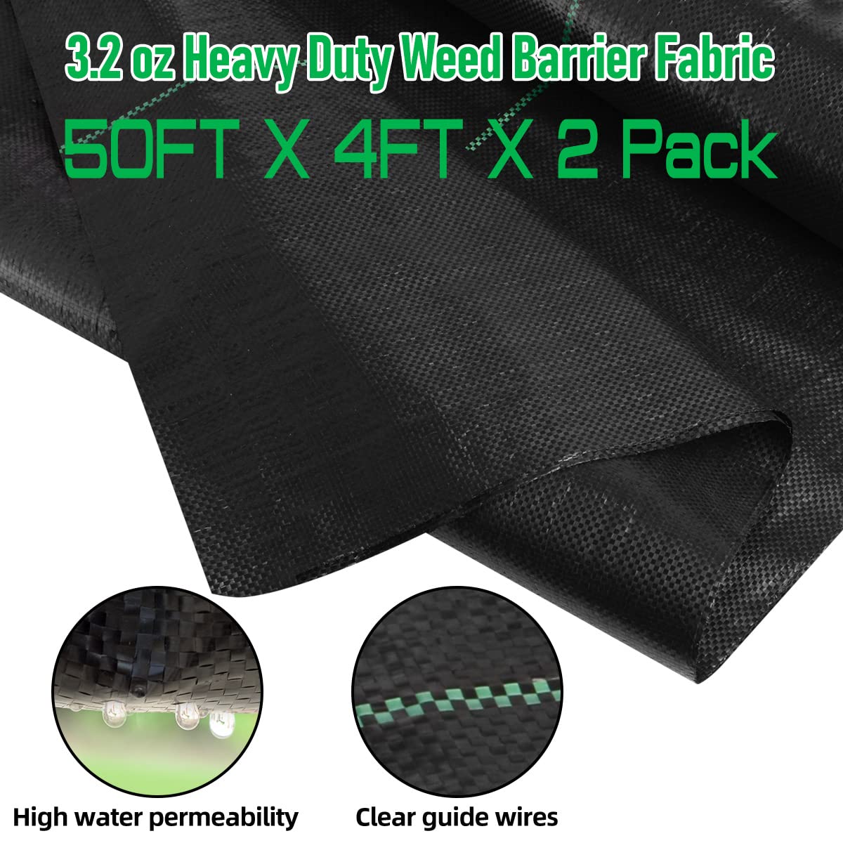 LAVEVE weed barrier fabric front view with guide lines