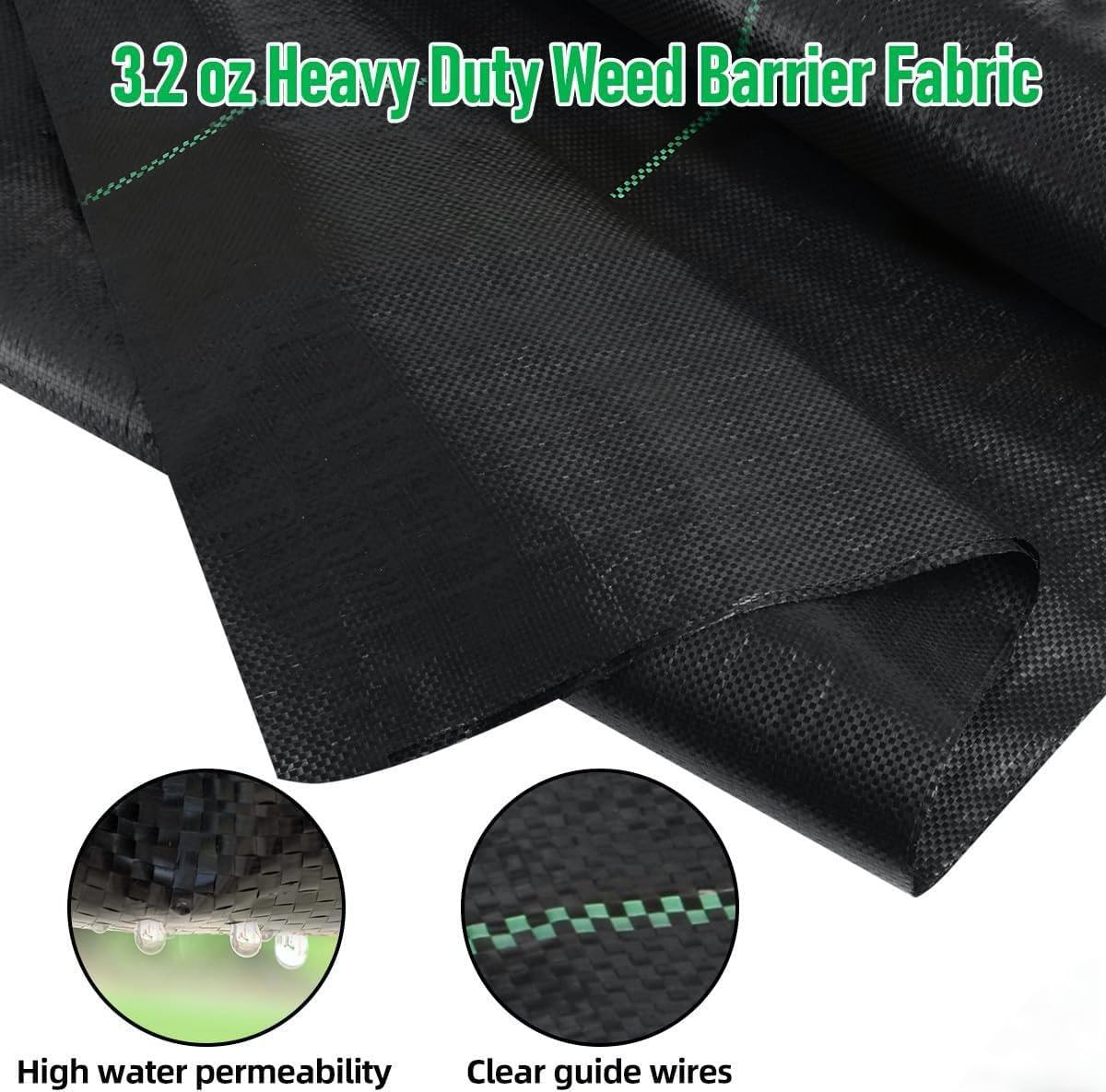 LAVEVE weed barrier fabric showing clear green guide lines