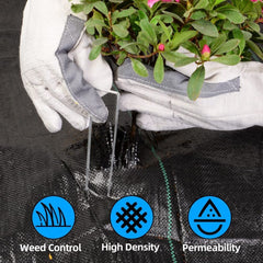 LAVEVE Weed Barrier Fabric spread out in a garden setting
