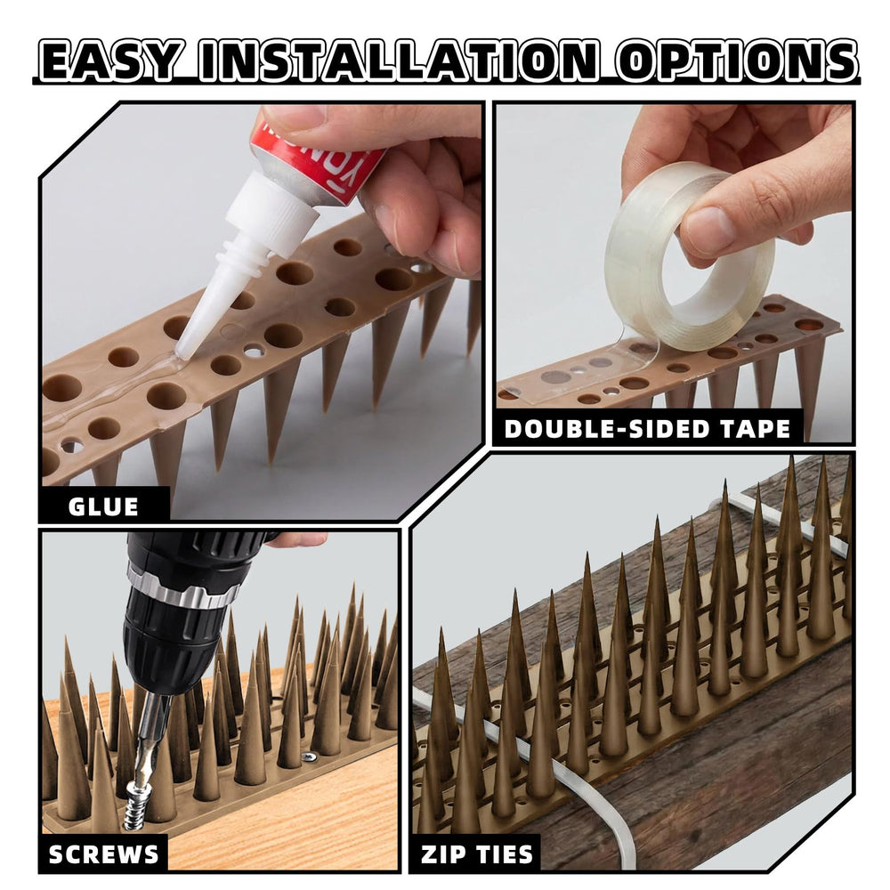 LavviTech Bird Spikes installed on a railing